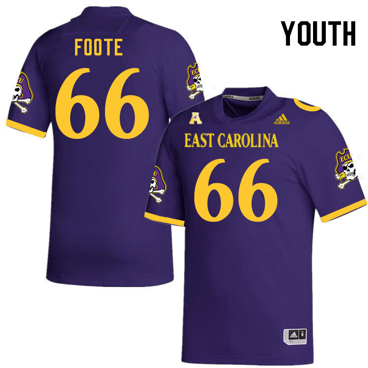 Youth #66 Isaiah Foote ECU Pirates 2023 College Football Jerseys Stitched-Purple